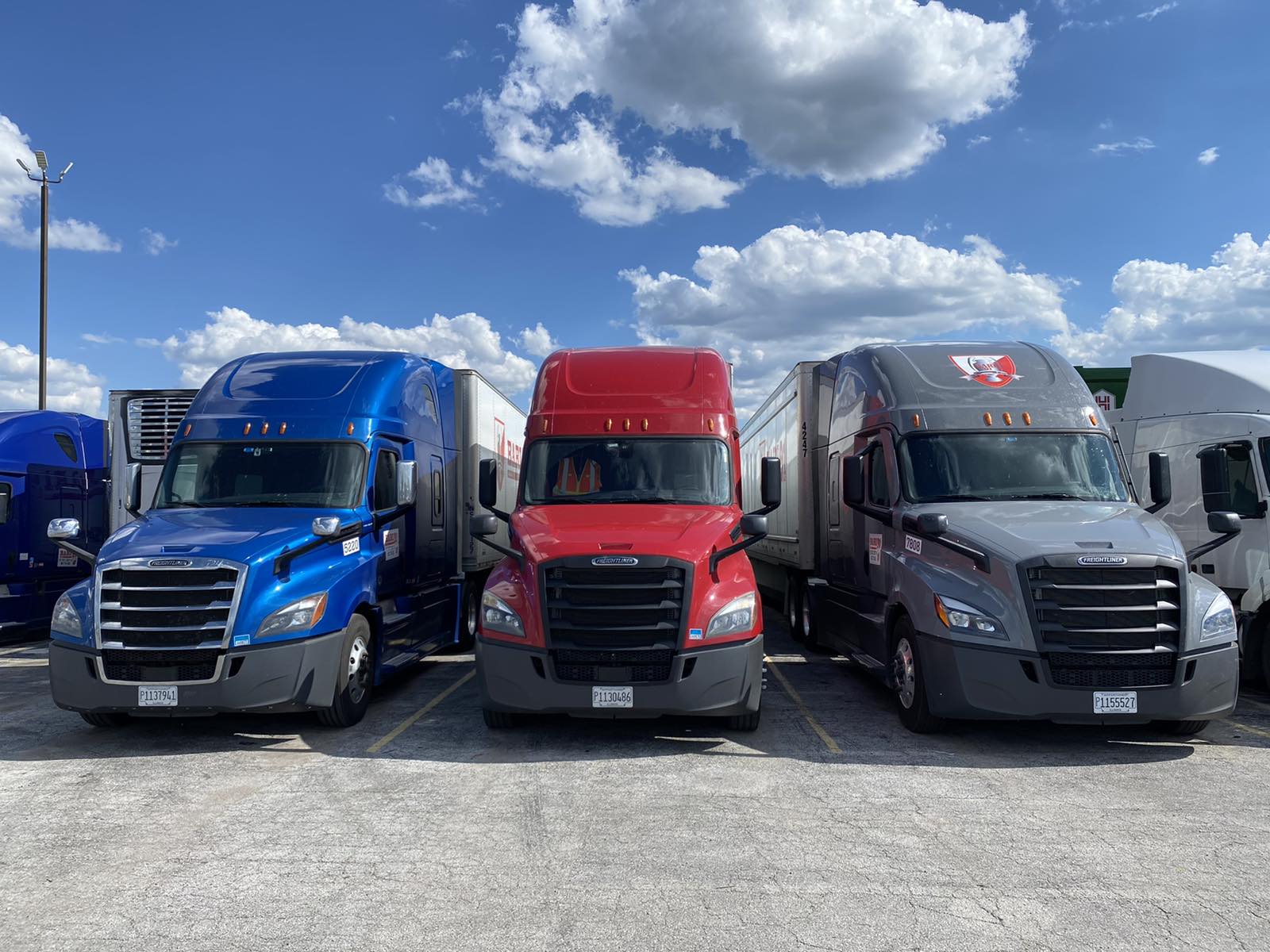 Three trucks front view