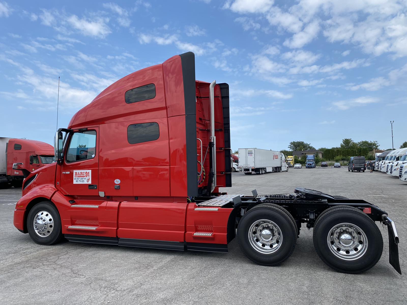 Red Volvo cab side view