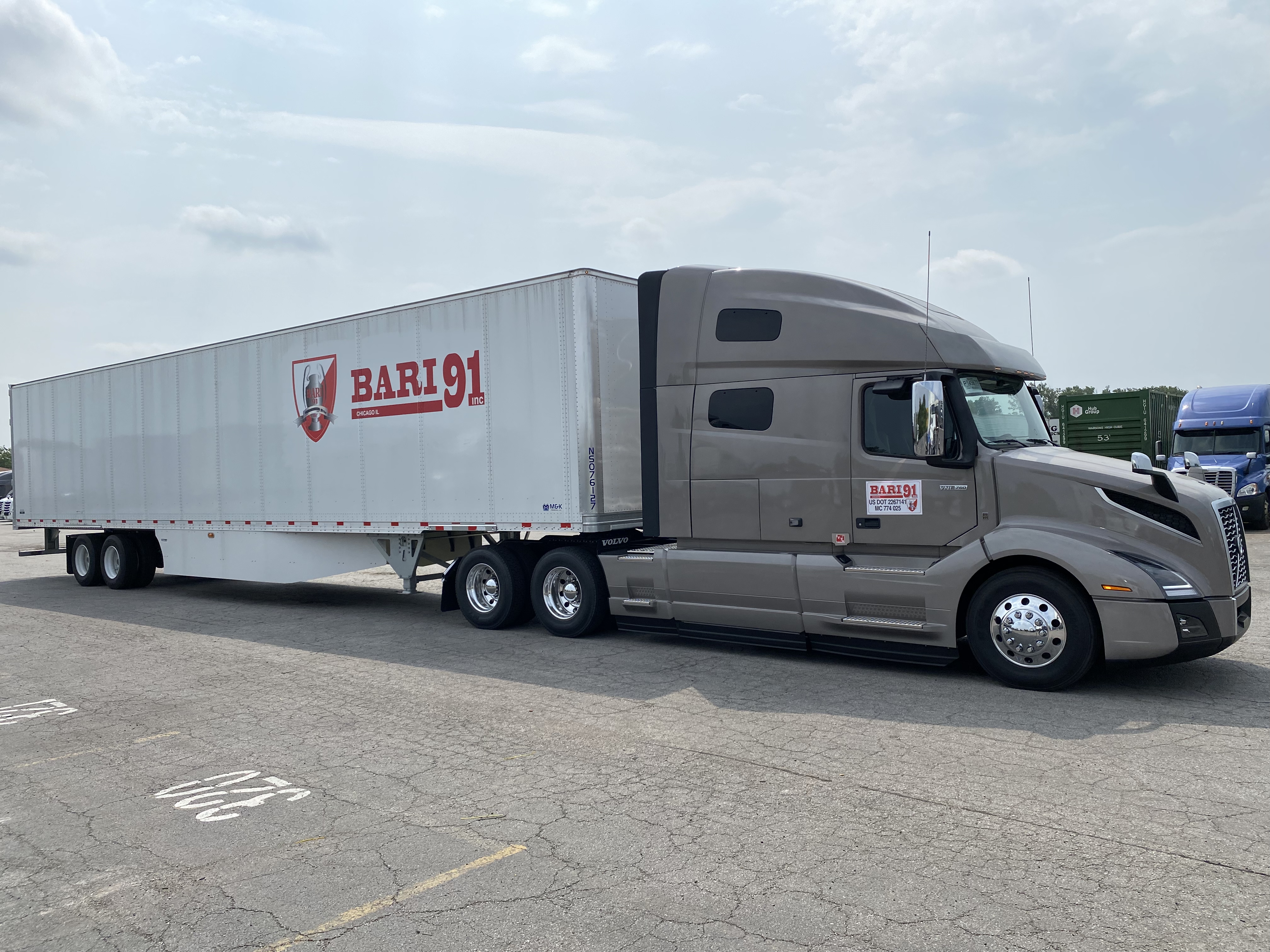 Silver Volvo trailer view